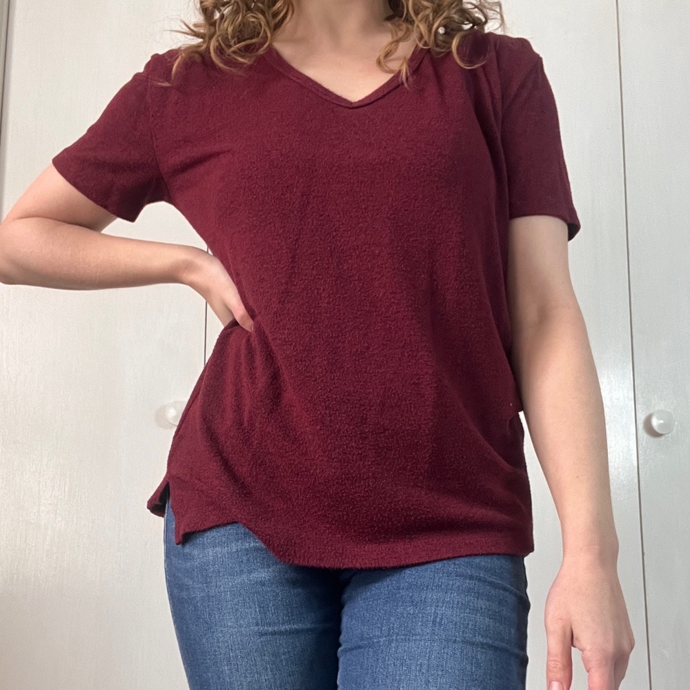 Abound Burgundy Red Short Sleeve Top